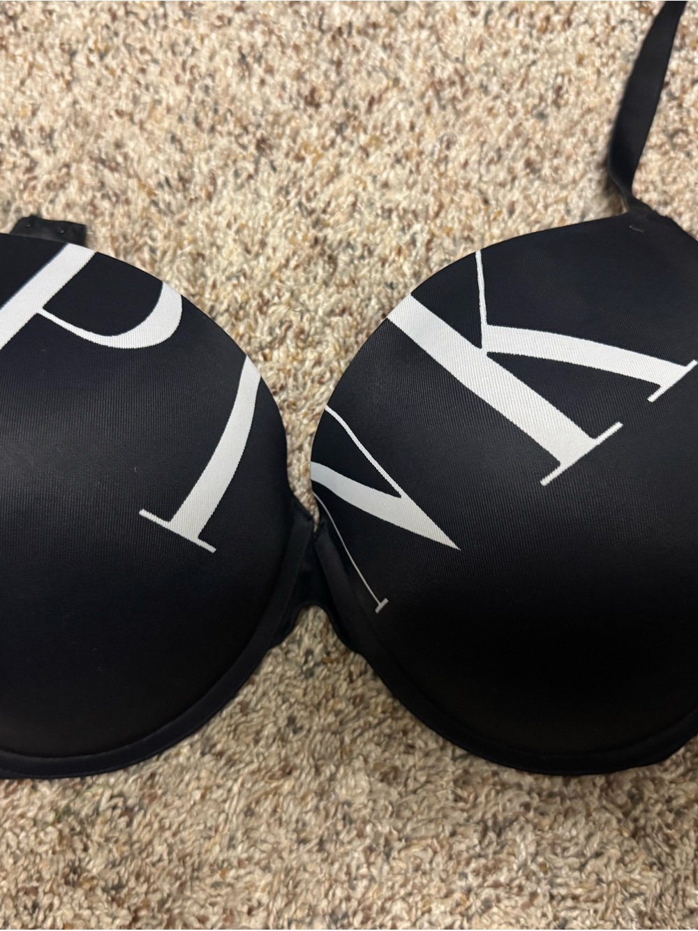 Victoria's Secret Black Bra with White Logo Print